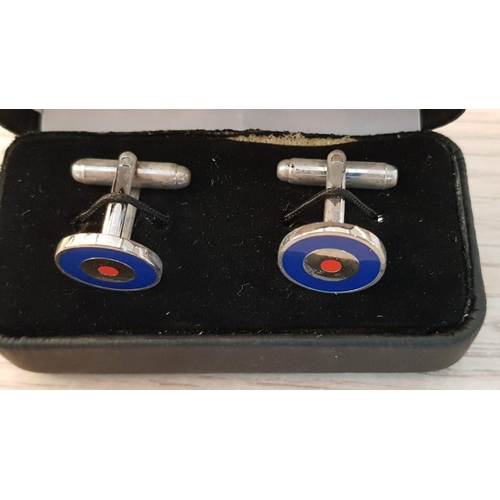 234 - 3 x Pairs of Cufflinks; RAF, DHL Express Club and 'Bullseye / Target' Round Ones, (3)