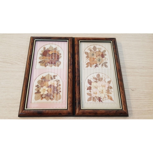 235 - Various Floral Pictures; 2 x Pressed Dried Flower Artwork (13 x 23cm each) and 2 x Print of Watercol... 