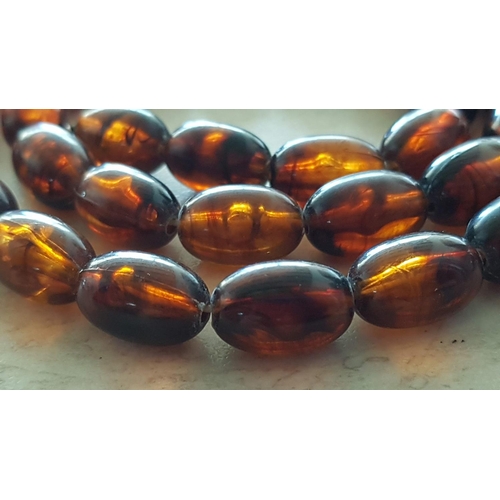 55 - In Amber Tone Retro Necklace (L:61cm)