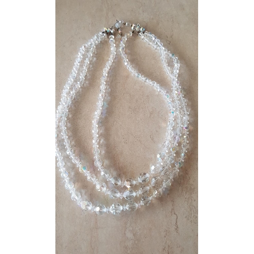 65 - Late 50's / Early 60's Laguna 3 - Strand Crystal Necklace