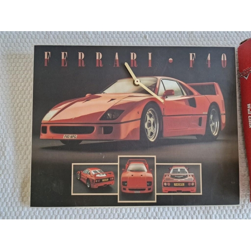 144 - Wall Clock with Ferrari F40 (Approx. 35.5 x 28cm), Together with Disney Pixar 'Cars' Wall Clock in B... 