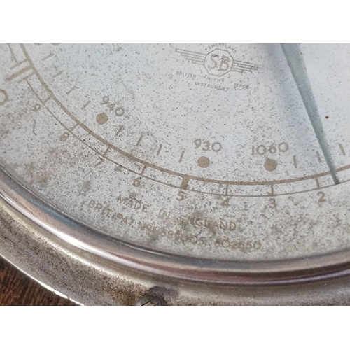 146 - Vintage SB Smiths Shortland Barometer Set in Round Oak Surround, Made in England, Message on Reverse... 