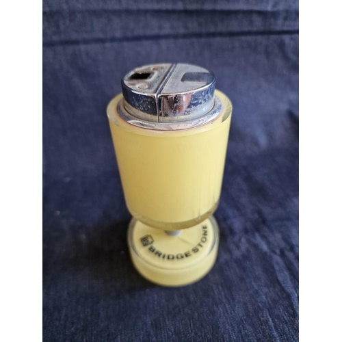 149 - Vintage Bridgestone Butane Gas Table Lighter, Eames Style, in Pale Yellow Colour