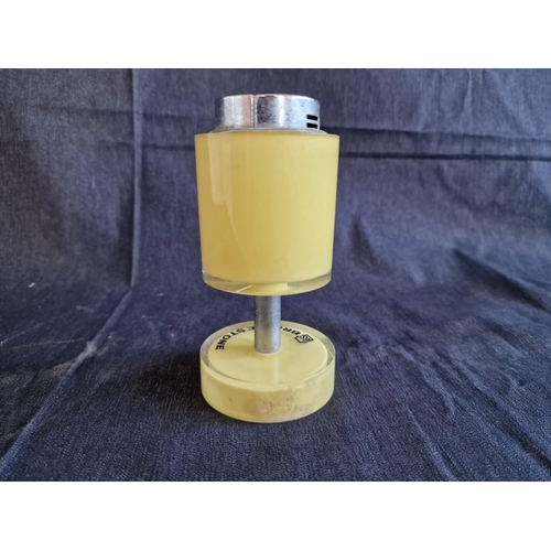 149 - Vintage Bridgestone Butane Gas Table Lighter, Eames Style, in Pale Yellow Colour