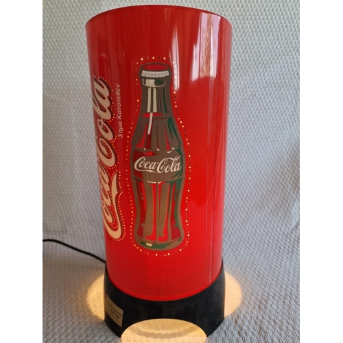 160 - Coca Cola Lamp / Light with Revolving Inner Cylinder and Pierced Perspex Advertising Exterior, (Appr... 