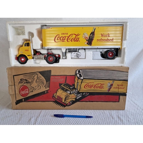 163 - 1/25 Scale Die Cast Model of Coca Cola Tractor-Trailer (Model: H852, Yellow 1954 GMC 950 Diesel) in ... 