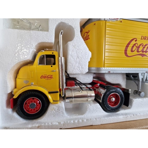 163 - 1/25 Scale Die Cast Model of Coca Cola Tractor-Trailer (Model: H852, Yellow 1954 GMC 950 Diesel) in ... 