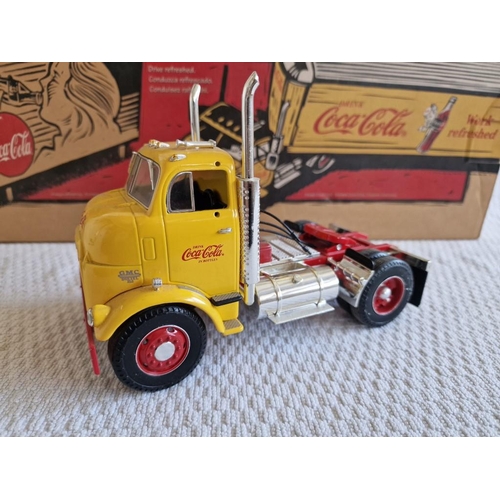 163 - 1/25 Scale Die Cast Model of Coca Cola Tractor-Trailer (Model: H852, Yellow 1954 GMC 950 Diesel) in ... 