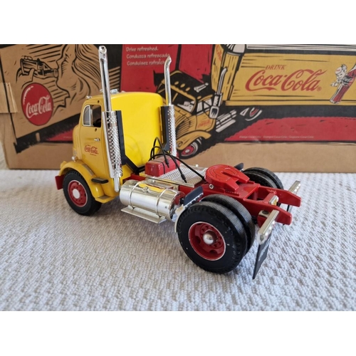 163 - 1/25 Scale Die Cast Model of Coca Cola Tractor-Trailer (Model: H852, Yellow 1954 GMC 950 Diesel) in ... 