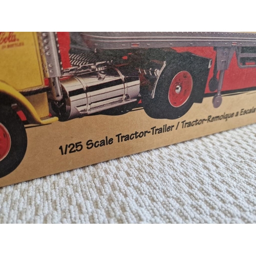 163 - 1/25 Scale Die Cast Model of Coca Cola Tractor-Trailer (Model: H852, Yellow 1954 GMC 950 Diesel) in ... 