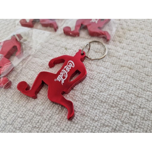 164 - 4 x Coca Cola Bottle Opener Key Rings, (2010 South Africa) in Form of a Footballer, * Unused *, (4)