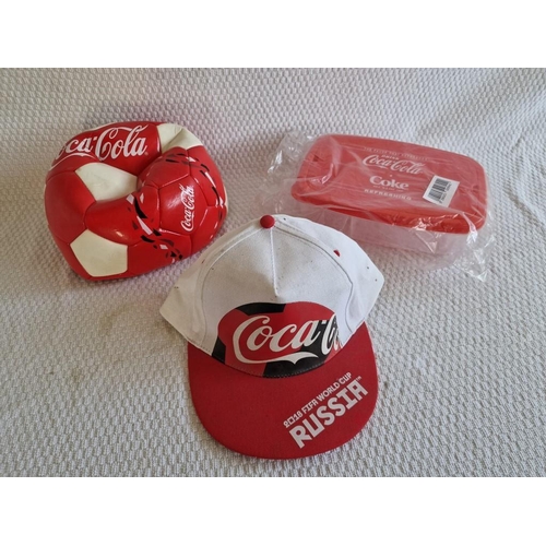 165 - 3 x Collectable Coca Cola Items; 2016 Football (looks unused), Tupperware / 2-Part Lunch Box and 201... 