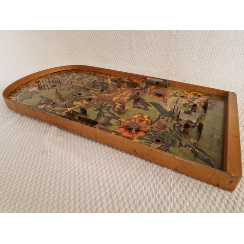 105 - Vintage Wooden Bagatelle / Marble Pin Ball Table Top Game, (Approx. 61 x 31cm) with Woodland, Animal... 