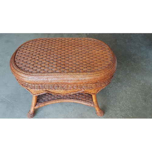 118 - Fiddlehead Style Wicker Oval Coffee Table (79 x 49 x 48cm)