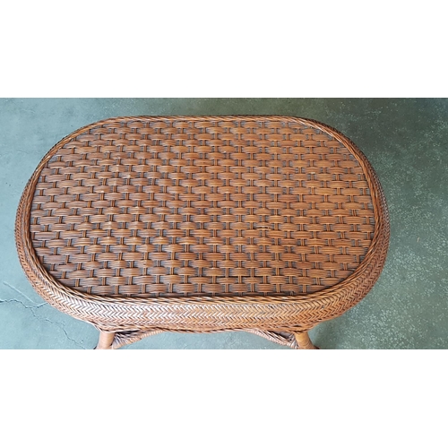 118 - Fiddlehead Style Wicker Oval Coffee Table (79 x 49 x 48cm)