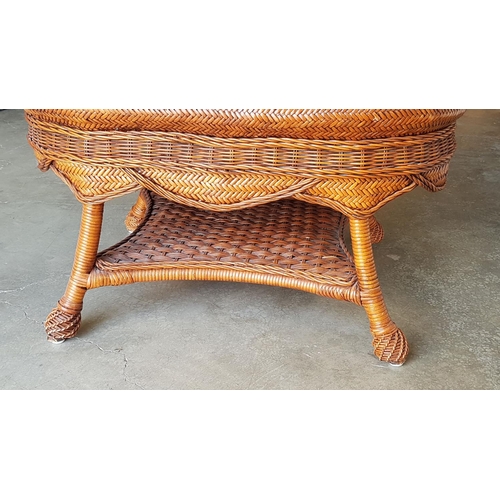 118 - Fiddlehead Style Wicker Oval Coffee Table (79 x 49 x 48cm)