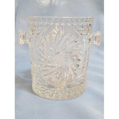 212 - Bohemia Czech Republic Crystal Ice Bucket with White Metal Ice Tong