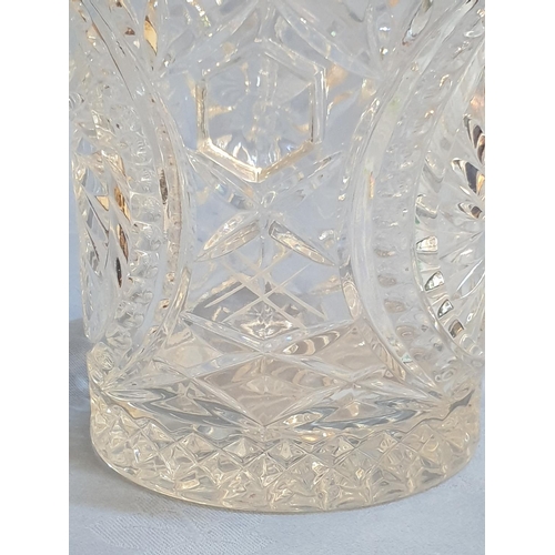 212 - Bohemia Czech Republic Crystal Ice Bucket with White Metal Ice Tong