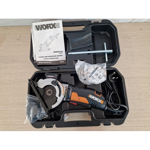 132 - Worx Electric Saw in Case, (Model: WX426), 400w, Ø: 85mm, with Guide and Spare Blades, * Looks Unuse... 