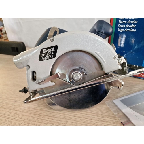 133 - Ferm 1050w Circular Saw, (Model: KS-160) with Box, Manual and Spare Blade