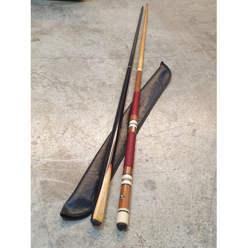 840 - 2 x Riley Snooker / Pool Cues (One with Cover)