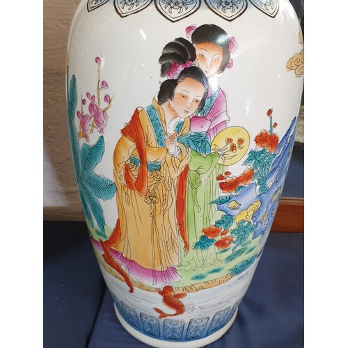 138 - Large Asian Hand Painted  Porcelain Vase (H:61cm)