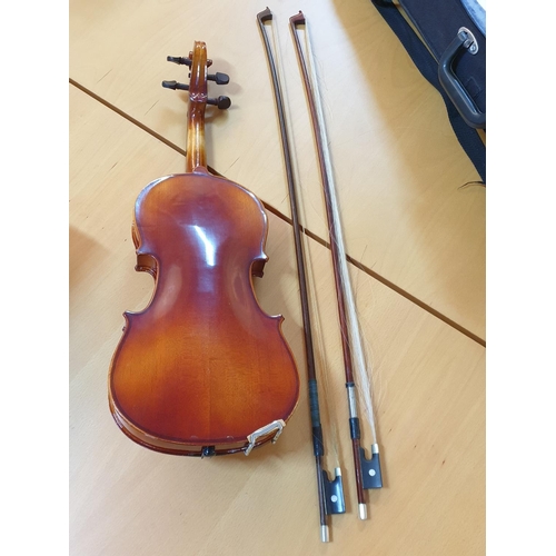 199 - Children's Violin in Hard Case with Large Collection of Notes For Study and Practice