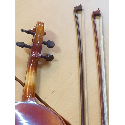 199 - Children's Violin in Hard Case with Large Collection of Notes For Study and Practice