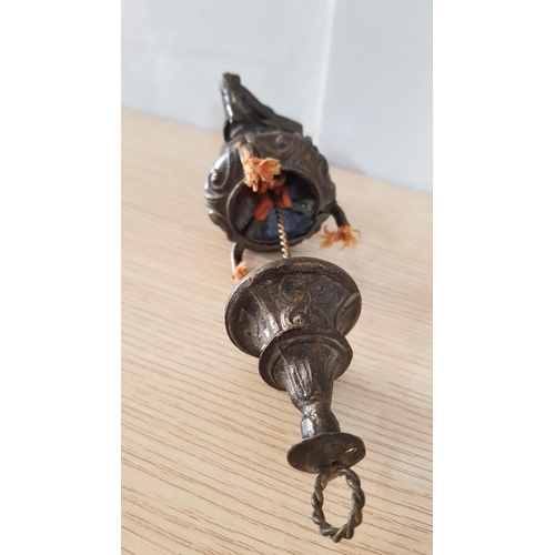 74 - Small Oil Lamp 3 Spout Support Birds (A/F Little Chip on Bottom), (H:20cm)