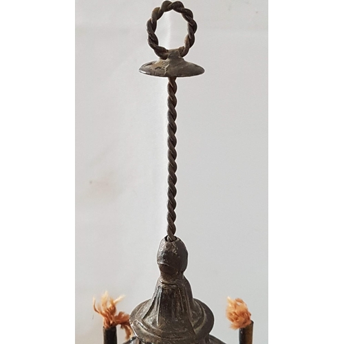 74 - Small Oil Lamp 3 Spout Support Birds (A/F Little Chip on Bottom), (H:20cm)