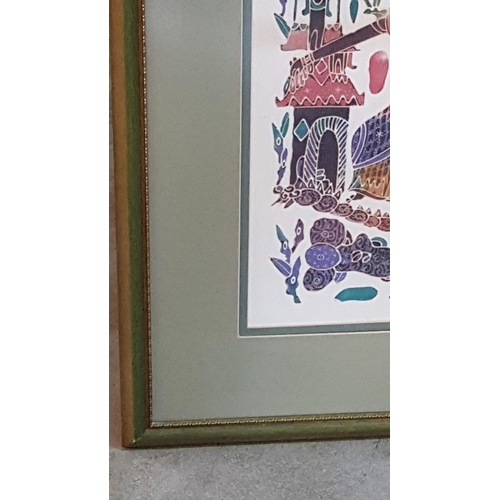 205 - Asian Batik Silk Painting in Frame (70 x 72cm)