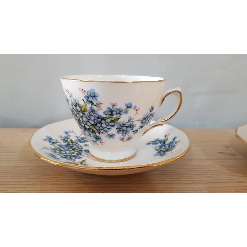 220 - Royal Vale English Porcelain Footed Cups and Saucers (3+3) Pattern, 7911 Together with Matching Mini... 