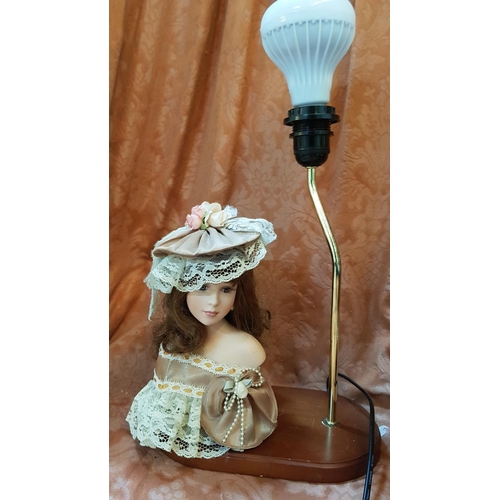 208 - 2 x Vintage Victorian Style Porcelain in Doll Lamp *Basic Test and Working*