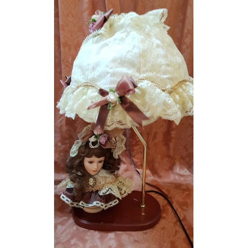 208 - 2 x Vintage Victorian Style Porcelain in Doll Lamp *Basic Test and Working*