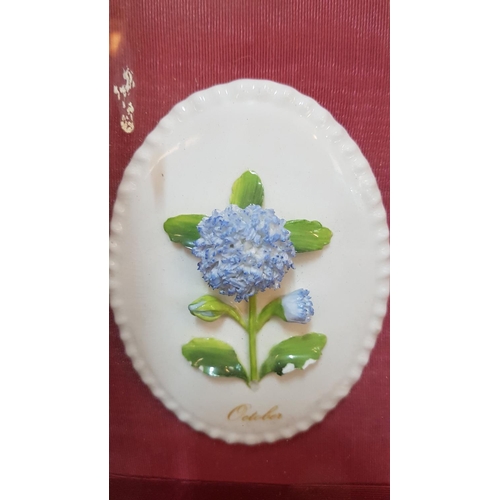 219 - Vintage Porcelain Floral Month Plates (51 x 68cm)