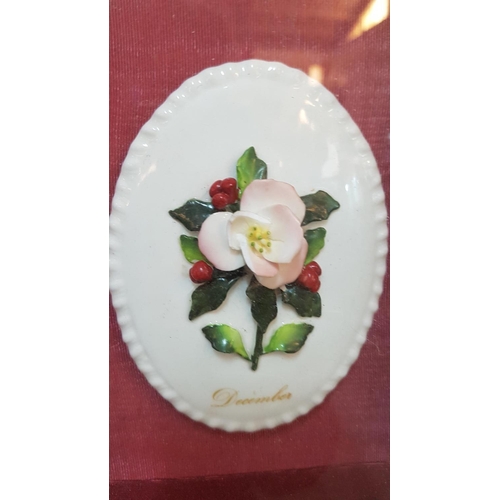 219 - Vintage Porcelain Floral Month Plates (51 x 68cm)