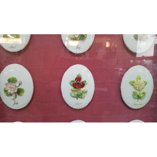 219 - Vintage Porcelain Floral Month Plates (51 x 68cm)