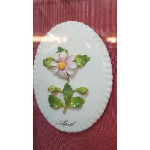 219 - Vintage Porcelain Floral Month Plates (51 x 68cm)