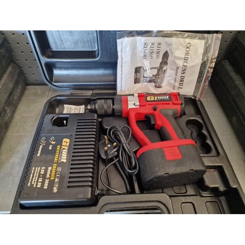 476 - Grunt 18v Heavy Duty Cordless Hammer Drill, (Model: RJ1800), in Hardcase with 1 x Battery & Charger,... 