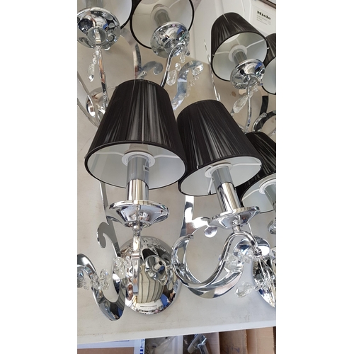 400 - 5 x 2- Arms Kumina Decor Modern Chrome / Black Wall Lights and Black Lampshades Decorated with Cryst... 