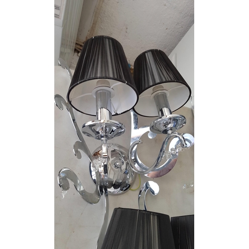 400 - 5 x 2- Arms Kumina Decor Modern Chrome / Black Wall Lights and Black Lampshades Decorated with Cryst... 