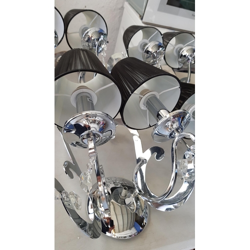 400 - 5 x 2- Arms Kumina Decor Modern Chrome / Black Wall Lights and Black Lampshades Decorated with Cryst... 