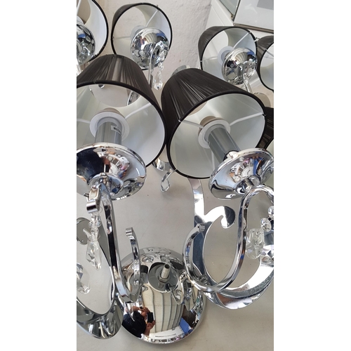 400 - 5 x 2- Arms Kumina Decor Modern Chrome / Black Wall Lights and Black Lampshades Decorated with Cryst... 