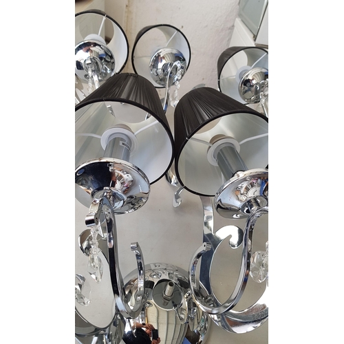 400 - 5 x 2- Arms Kumina Decor Modern Chrome / Black Wall Lights and Black Lampshades Decorated with Cryst... 