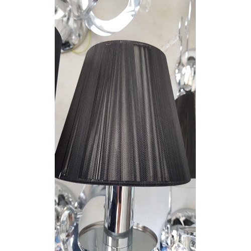 400 - 5 x 2- Arms Kumina Decor Modern Chrome / Black Wall Lights and Black Lampshades Decorated with Cryst... 