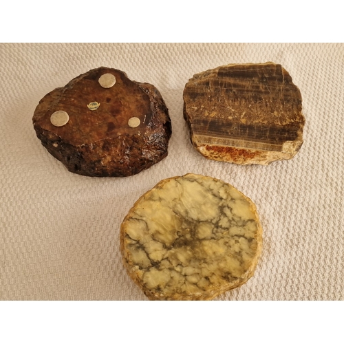 114 - Collection of 3 x Polished Stone Ashtrays, (3)