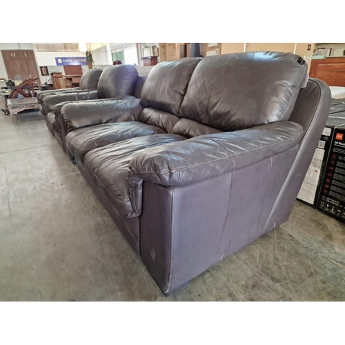 132 - 'CIMA' Brown Leather 3-Piece Suite of 2-Seater Sofa and 2 x Matching Armchairs, (3)