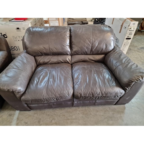 132 - 'CIMA' Brown Leather 3-Piece Suite of 2-Seater Sofa and 2 x Matching Armchairs, (3)