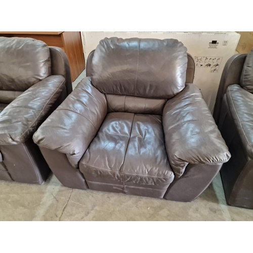 132 - 'CIMA' Brown Leather 3-Piece Suite of 2-Seater Sofa and 2 x Matching Armchairs, (3)
