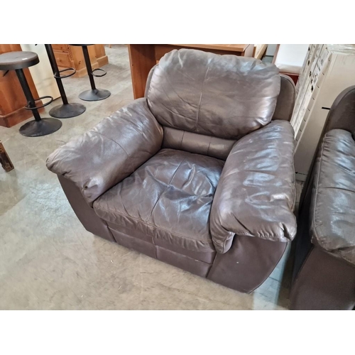 132 - 'CIMA' Brown Leather 3-Piece Suite of 2-Seater Sofa and 2 x Matching Armchairs, (3)